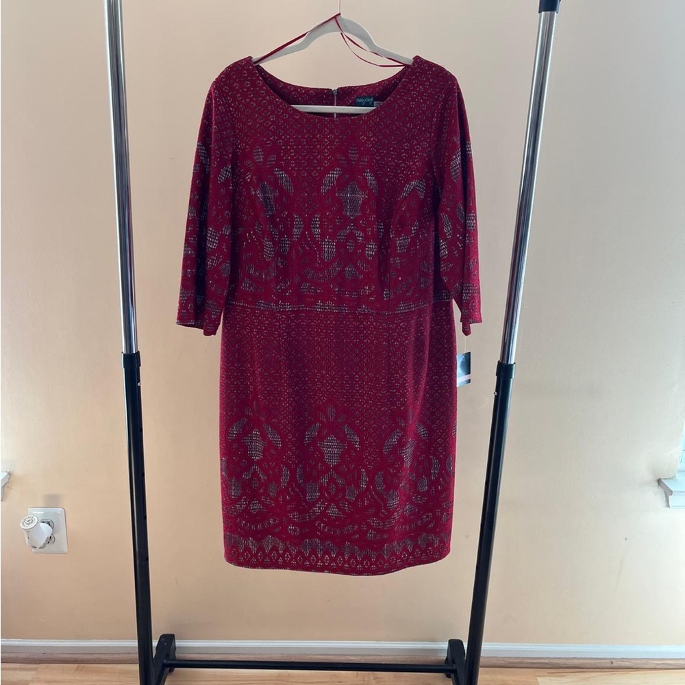 Gabby Skye Red Sheath Dress with Dolman Sleeves